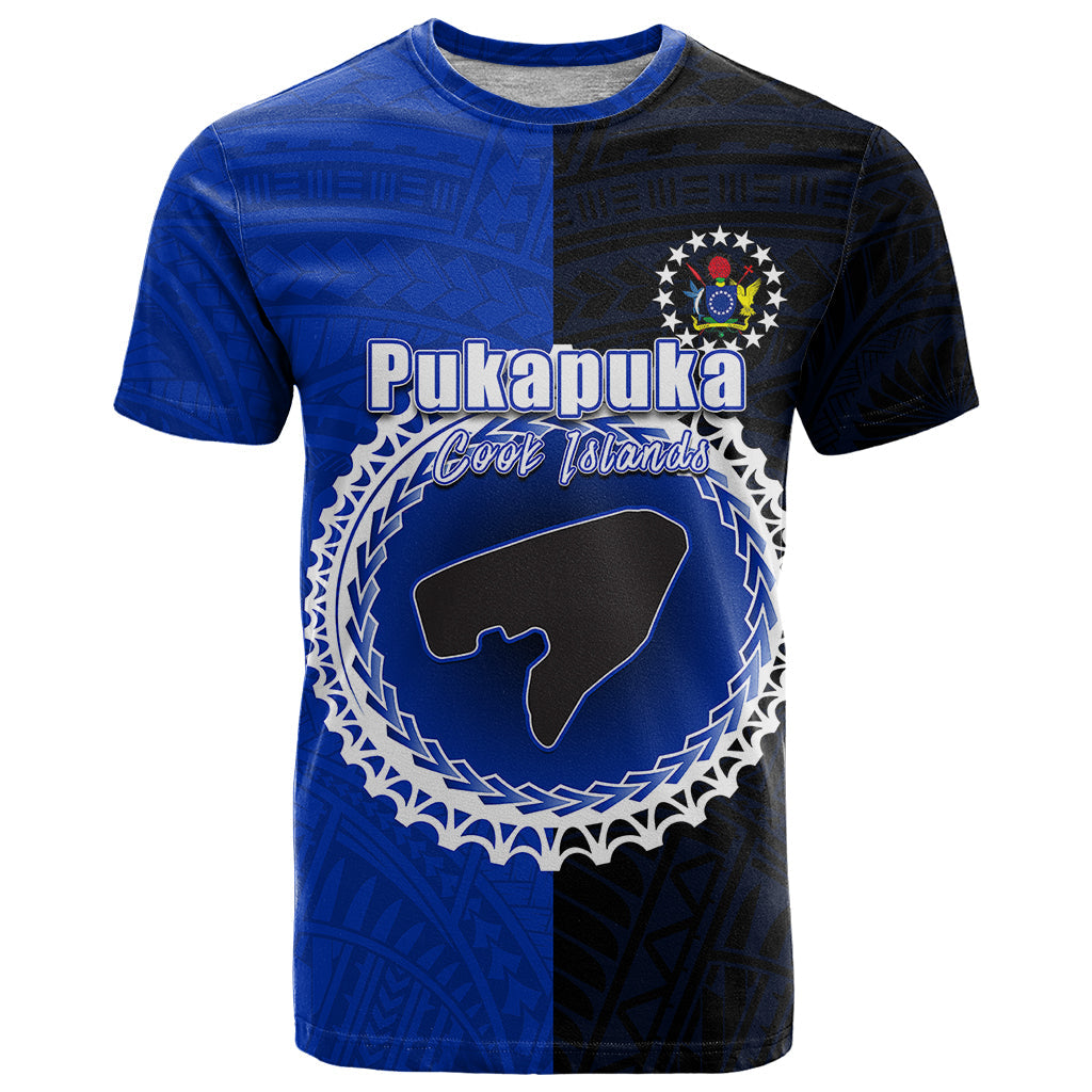 Custom Pukapuka Of Cook Islands T-Shirt Mix Half Black Graphic Tee