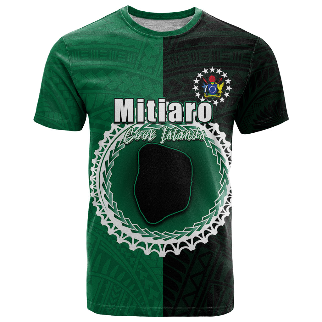 Custom Mitiaro Of Cook Islands T-Shirt Mix Half Black Graphic Tee