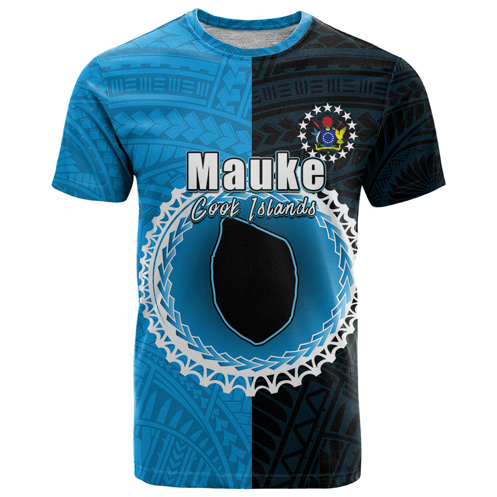 Custom Mauke Of Cook Islands T-Shirt Mix Half Black Graphic Tee