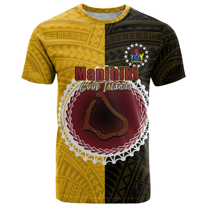Custom Manihiki Of Cook Islands T-Shirt Mix Half Black Graphic Tee