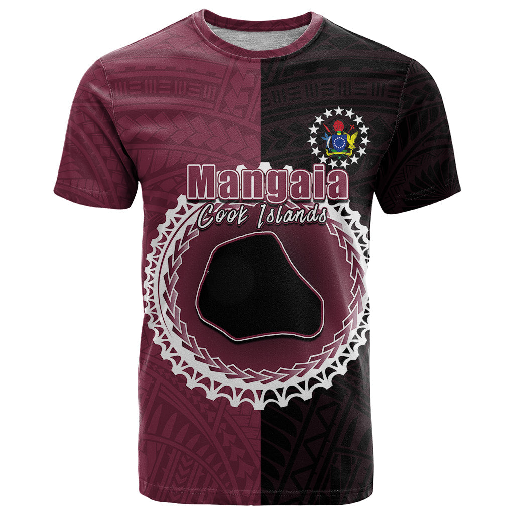 Custom Mangaia Of Cook Islands T-Shirt Mix Half Black Graphic Tee