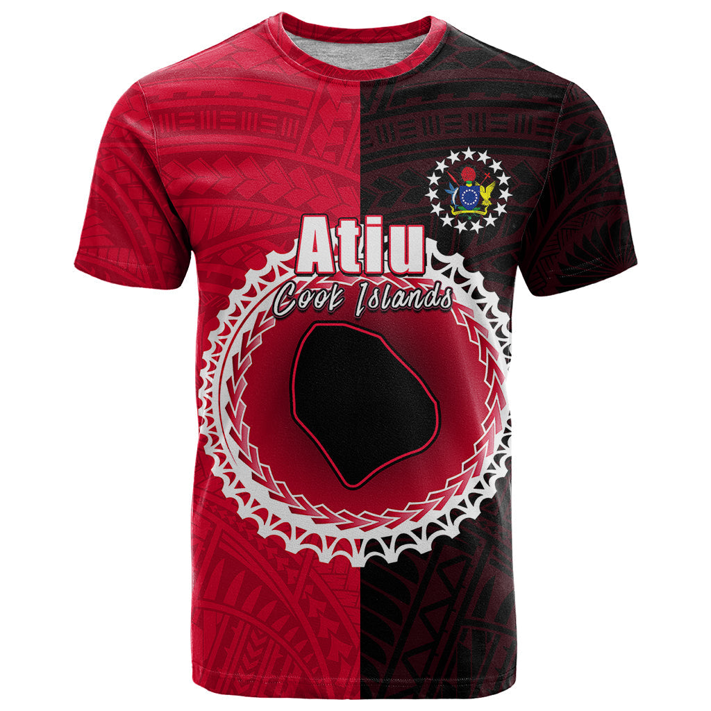 Custom Atiu Of Cook Islands T-Shirt Mix Half Black Graphic Tee