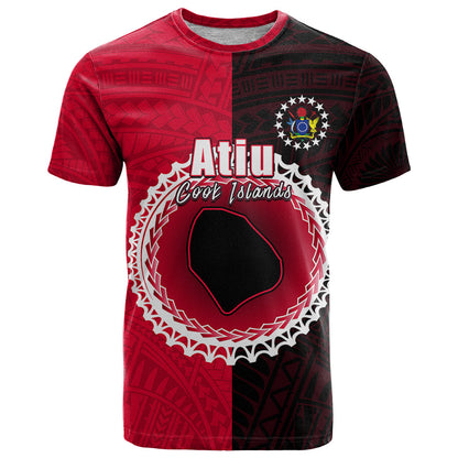 Custom Atiu Of Cook Islands T-Shirt Mix Half Black Graphic Tee