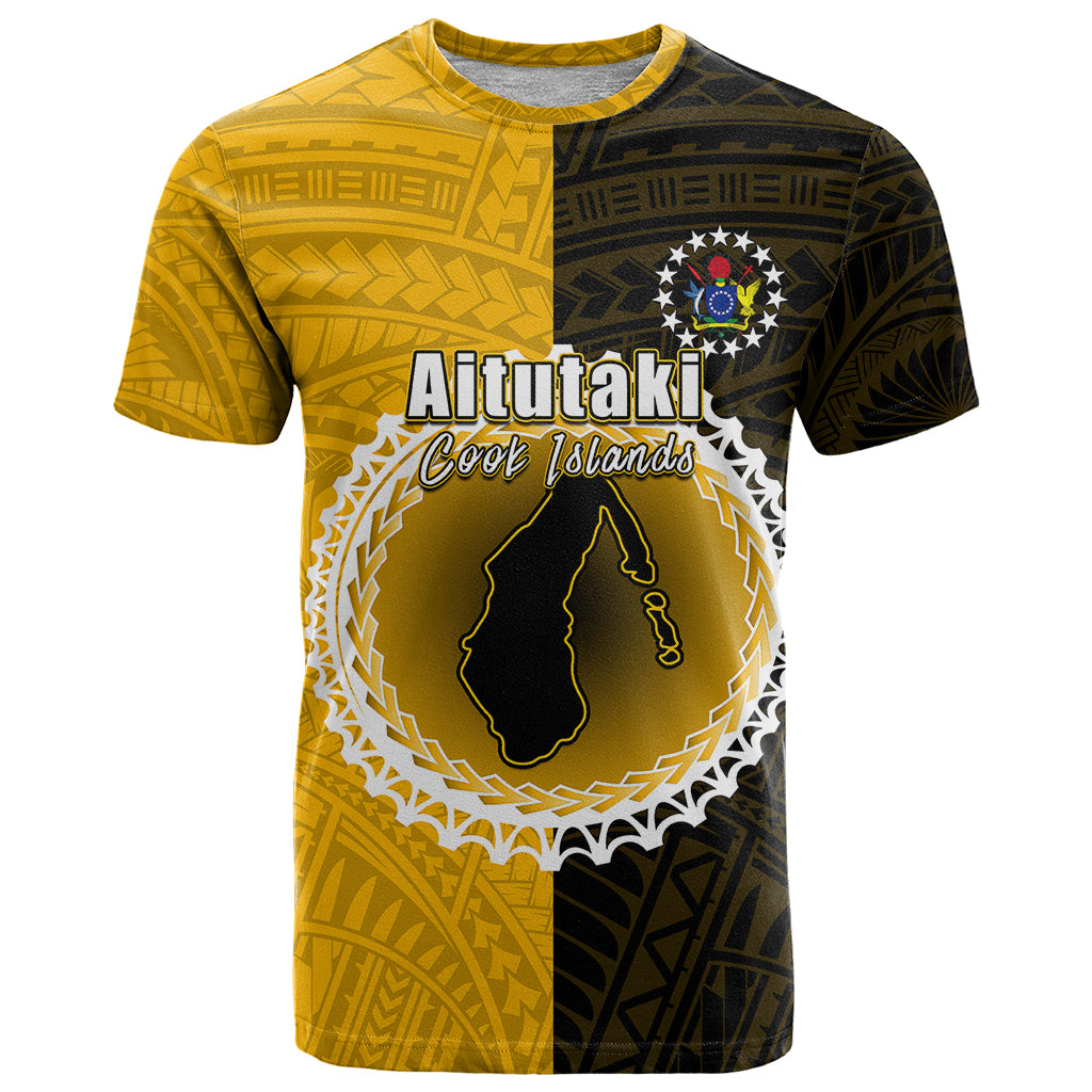 Custom Atutaki Of Cook Islands T-Shirt Mix Half Black Graphic Tee