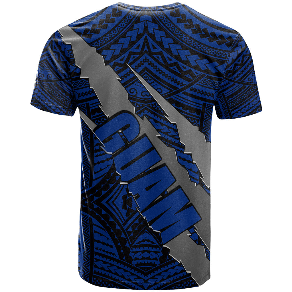 Polynesian Guam T-Shirt with Coat Of Arms Claws Style - Blue Graphic Tee