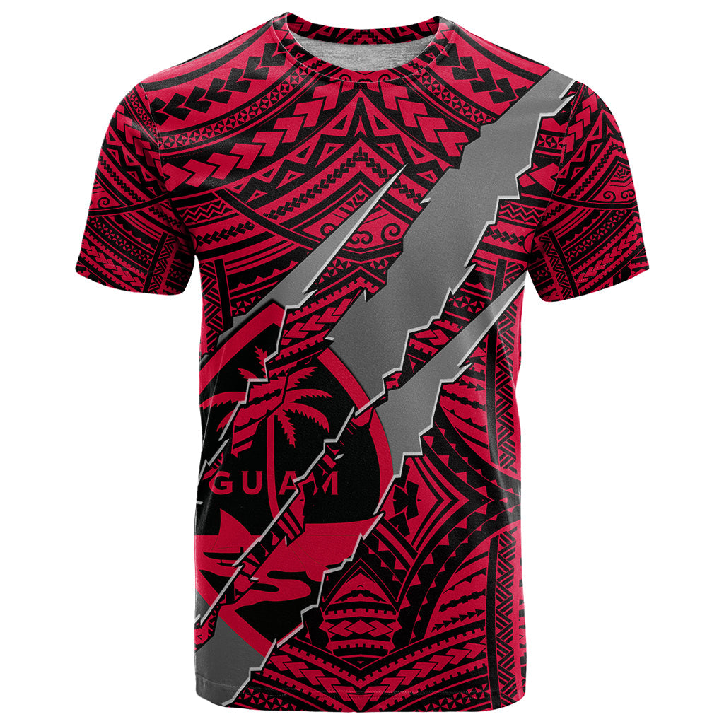 Polynesian Guam T-Shirt with Coat Of Arms Claws Style - Red Graphic Tee