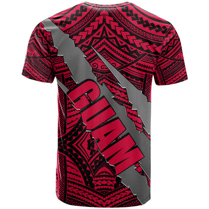 Polynesian Guam T-Shirt with Coat Of Arms Claws Style - Red Graphic Tee