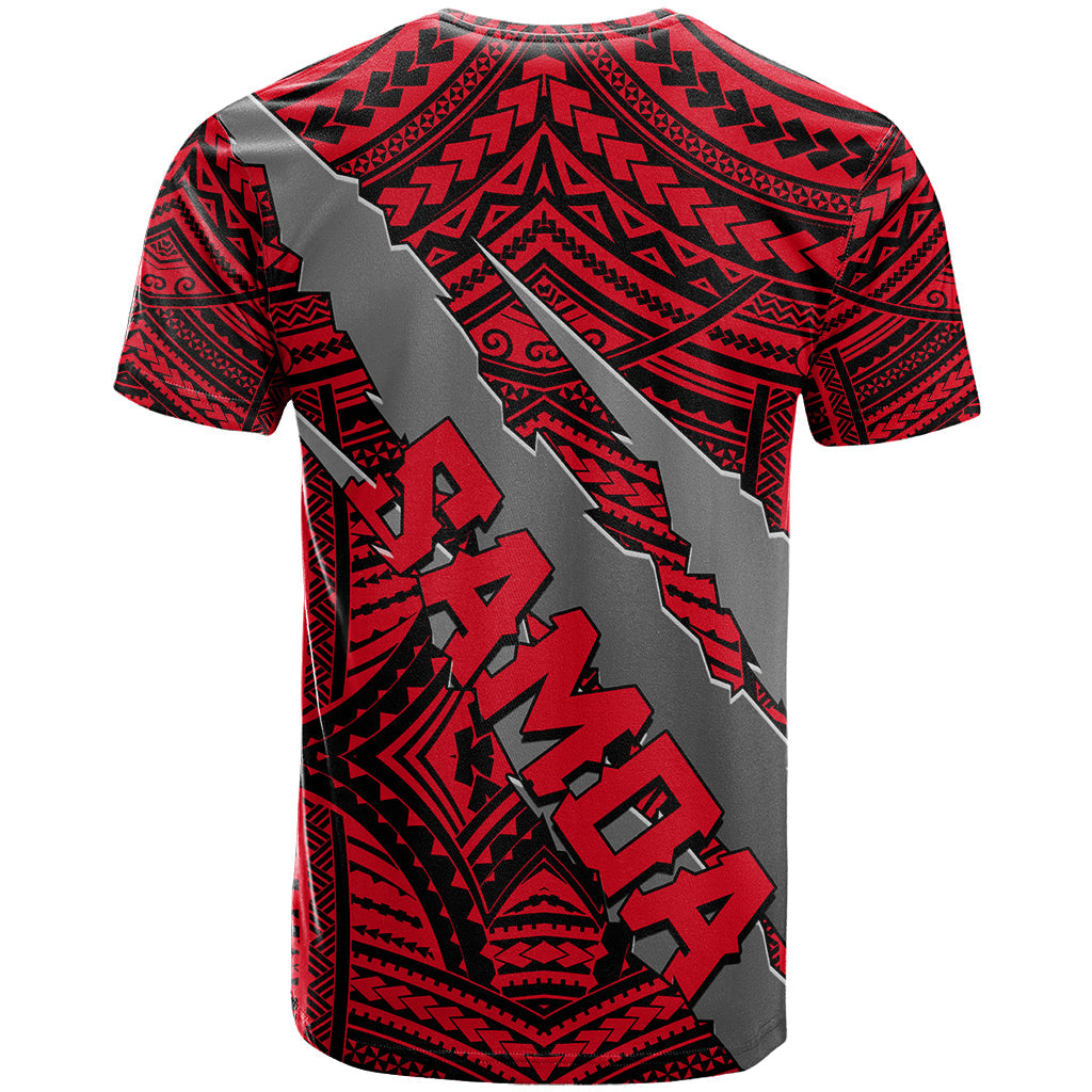 Polynesian Samoa T-Shirt with Coat Of Arms Claws Style - Red Graphic Tee