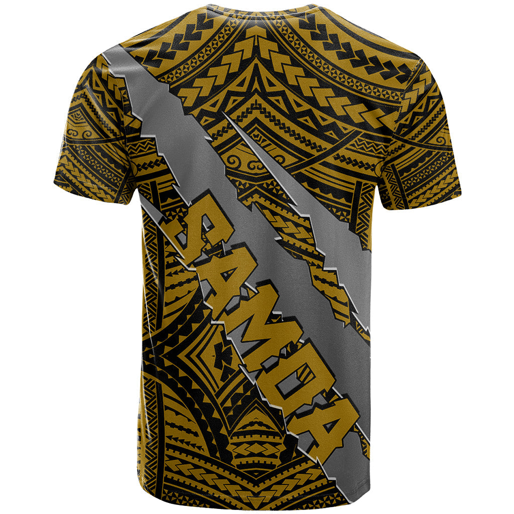 Polynesian Samoa T-Shirt with Coat Of Arms Claws Style - Gold Graphic Tee