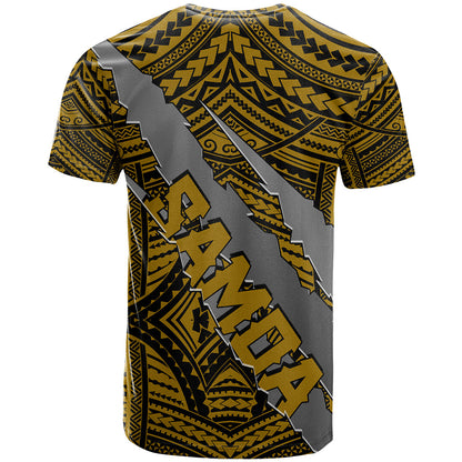 Polynesian Samoa T-Shirt with Coat Of Arms Claws Style - Gold Graphic Tee