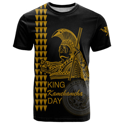 Custom Hawaii T-Shirt King Kamehameha Day - Gold Graphic Tee