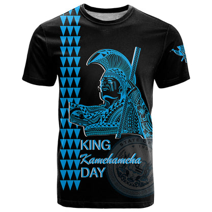 Custom Hawaii T-Shirt King Kamehameha Day - Blue Graphic Tee