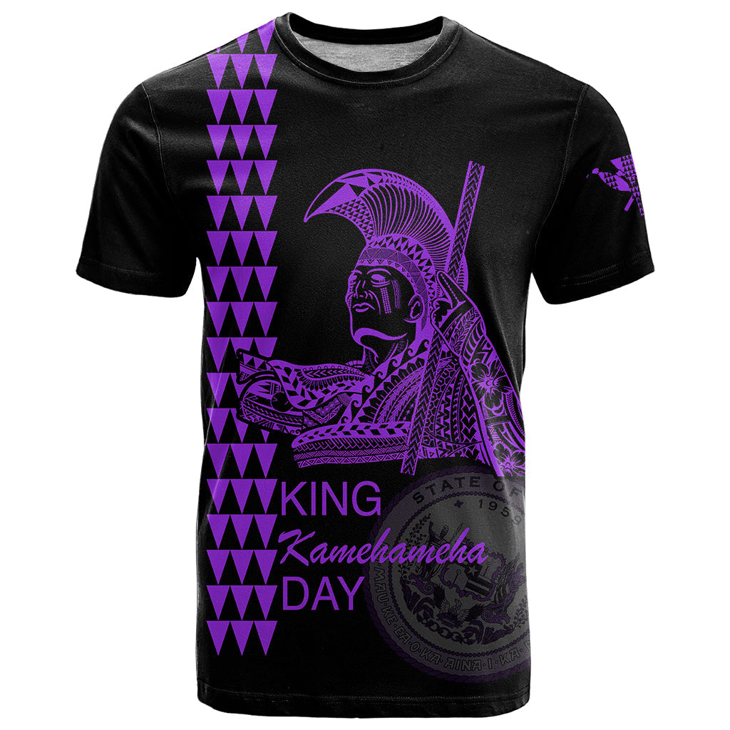 Custom Hawaii T-Shirt King Kamehameha Day - Purple Graphic Tee