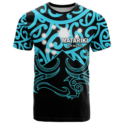 Matariki New Zealand T-Shirt Maori New Year Light Blue Graphic Tee