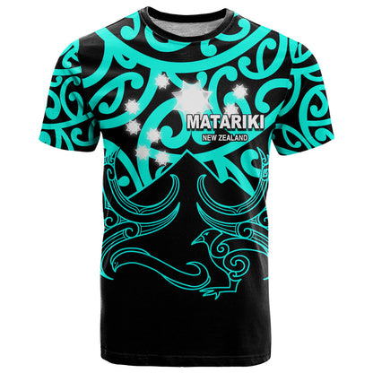 Matariki New Zealand T-Shirt Maori New Year Turquoise Graphic Tee