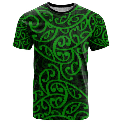 New Zealand T-Shirt Maori Pattern Green Graphic Tee