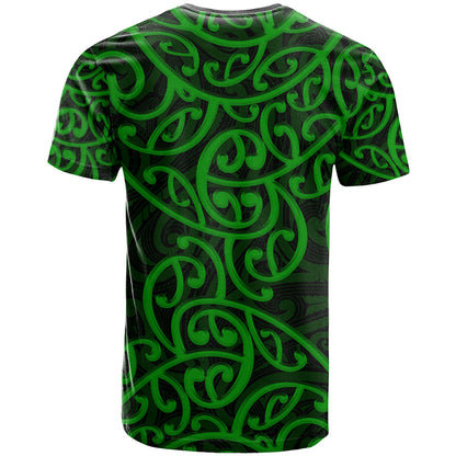 New Zealand T-Shirt Maori Pattern Green Graphic Tee