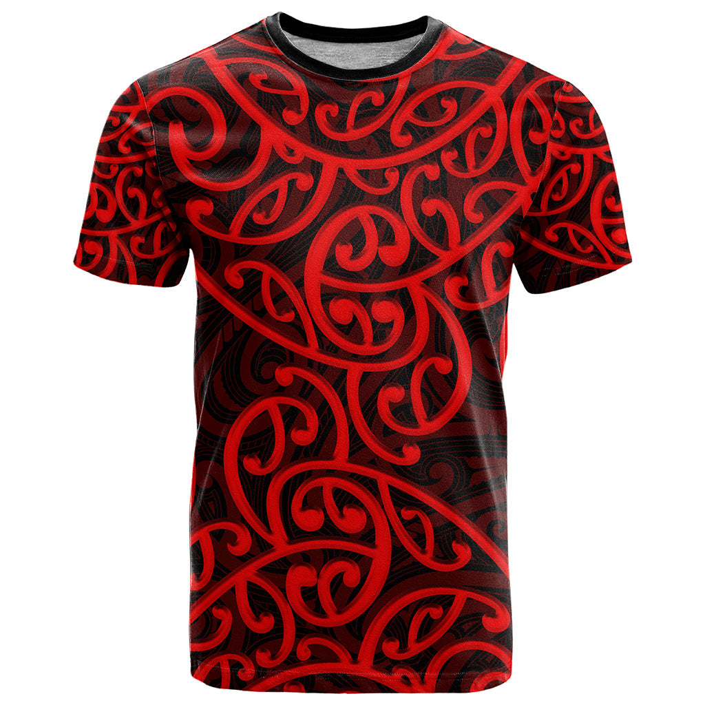 New Zealand T-Shirt Maori Pattern Red Graphic Tee