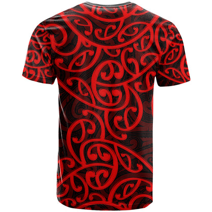 New Zealand T-Shirt Maori Pattern Red Graphic Tee