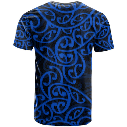 New Zealand T-Shirt Maori Pattern Blue Graphic Tee
