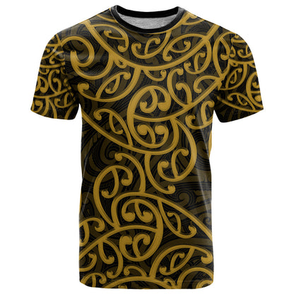 New Zealand T-Shirt Maori Pattern Gold Graphic Tee