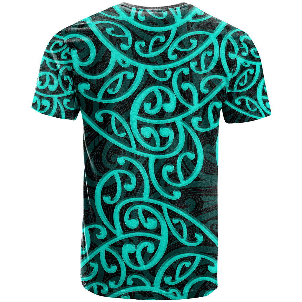 New Zealand T-Shirt Maori Pattern Turquoise Graphic Tee