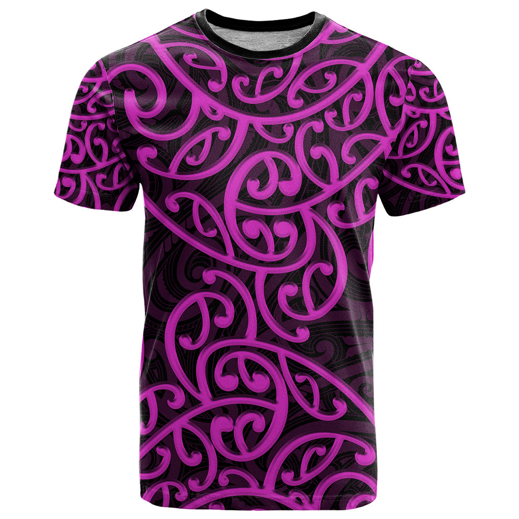 New Zealand T-Shirt Maori Pattern Purple Graphic Tee