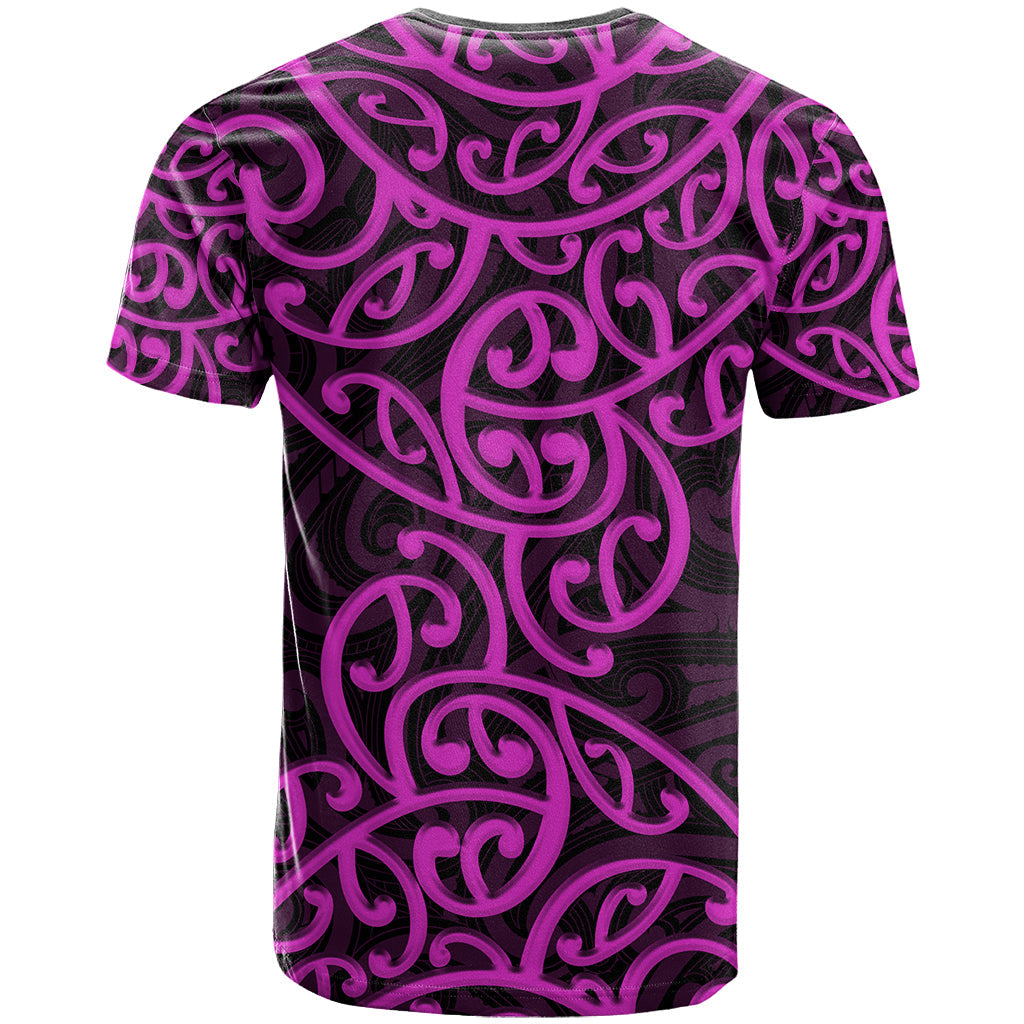 New Zealand T-Shirt Maori Pattern Purple Graphic Tee