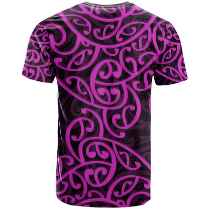 New Zealand T-Shirt Maori Pattern Purple Graphic Tee