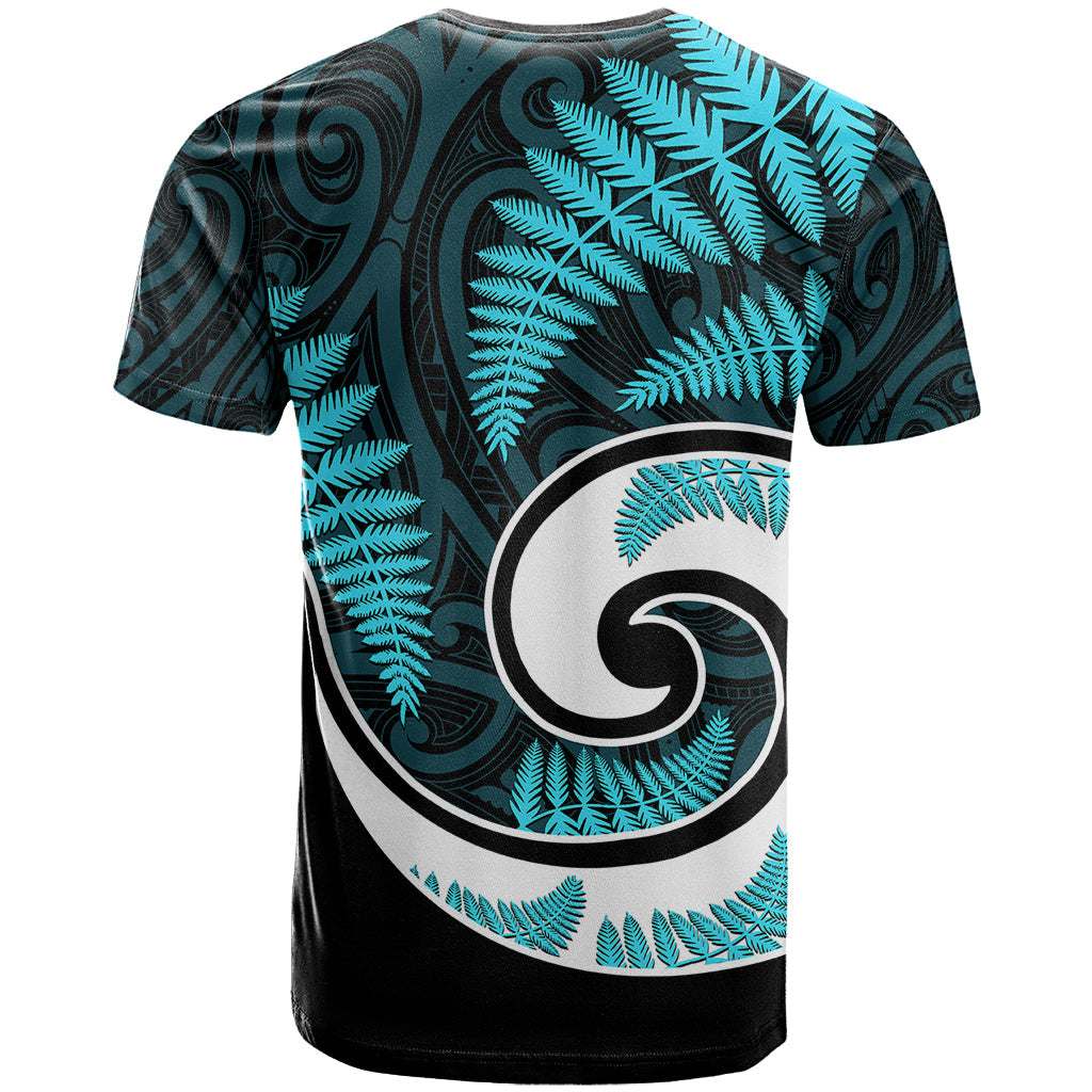 New Zealand T-Shirt Maori With Silver Fern Light Blue Graphic Tee