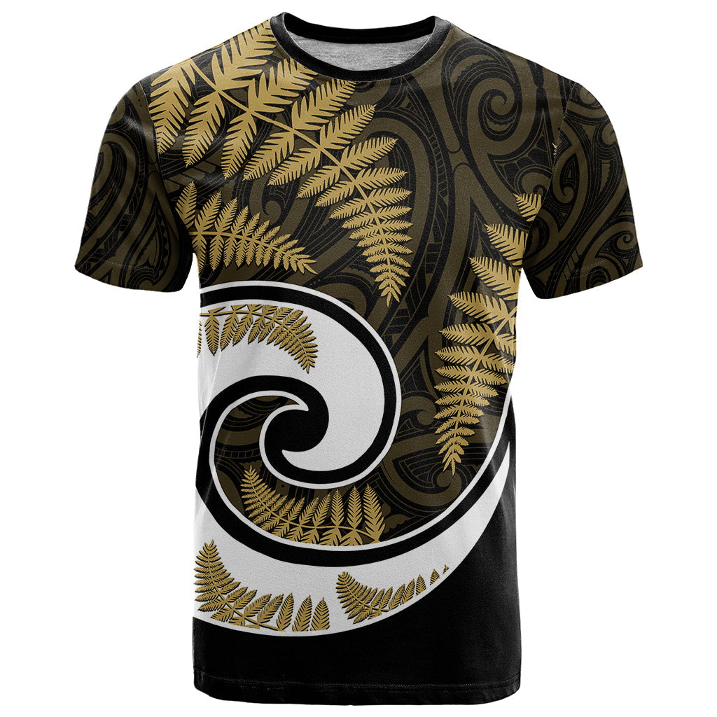 New Zealand T-Shirt Maori With Silver Fern Gold Graphic Tee