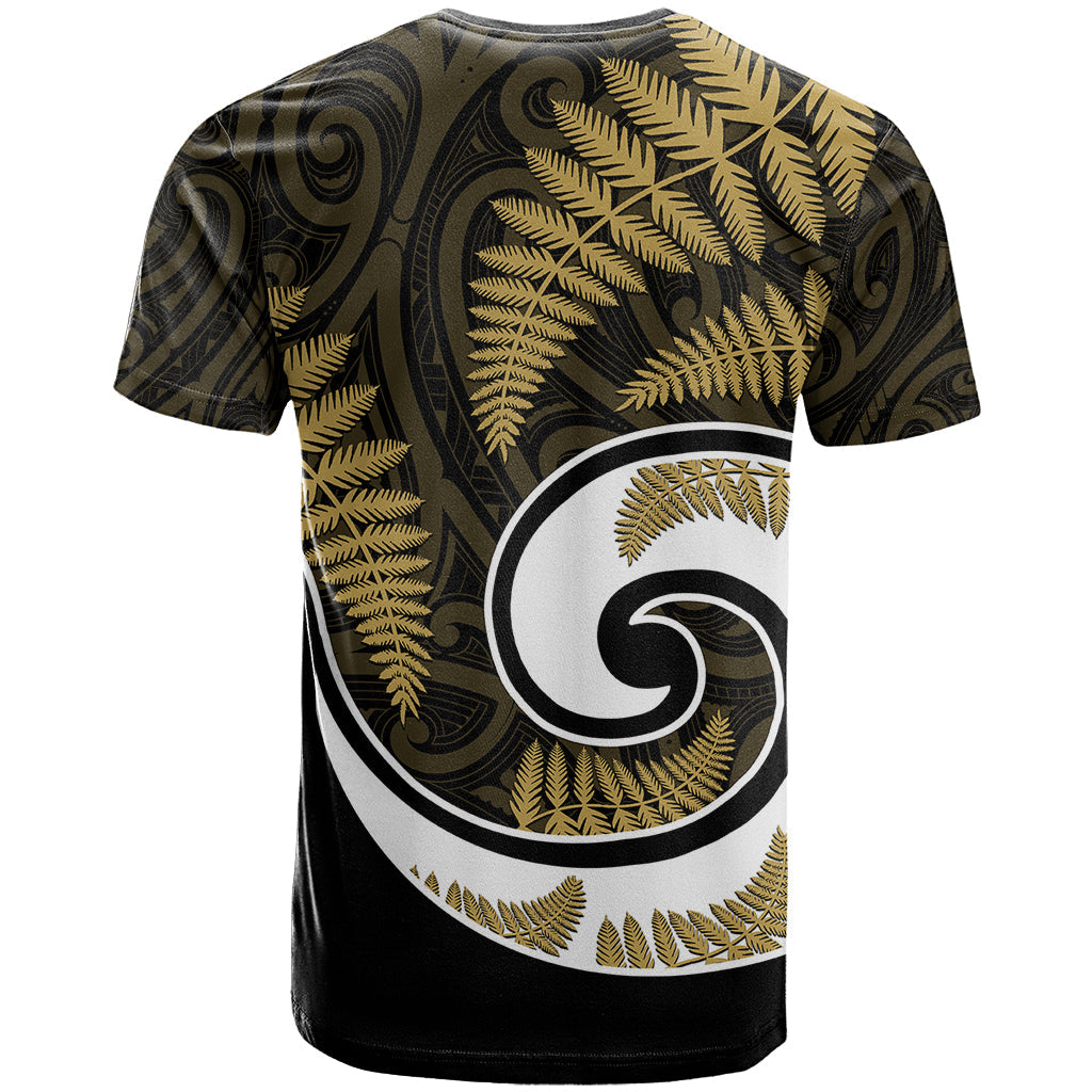New Zealand T-Shirt Maori With Silver Fern Gold Graphic Tee