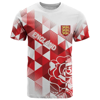 England Rugby Custom T-Shirt Crystalised Red Rose Graphic Tee