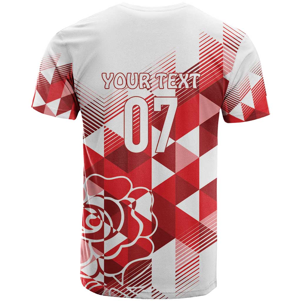 England Rugby Custom T-Shirt Crystalised Red Rose Graphic Tee