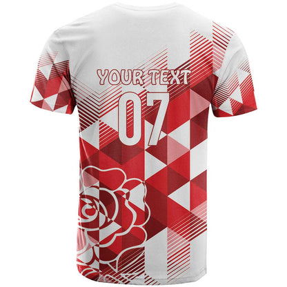 England Rugby Custom T-Shirt Crystalised Red Rose Graphic Tee