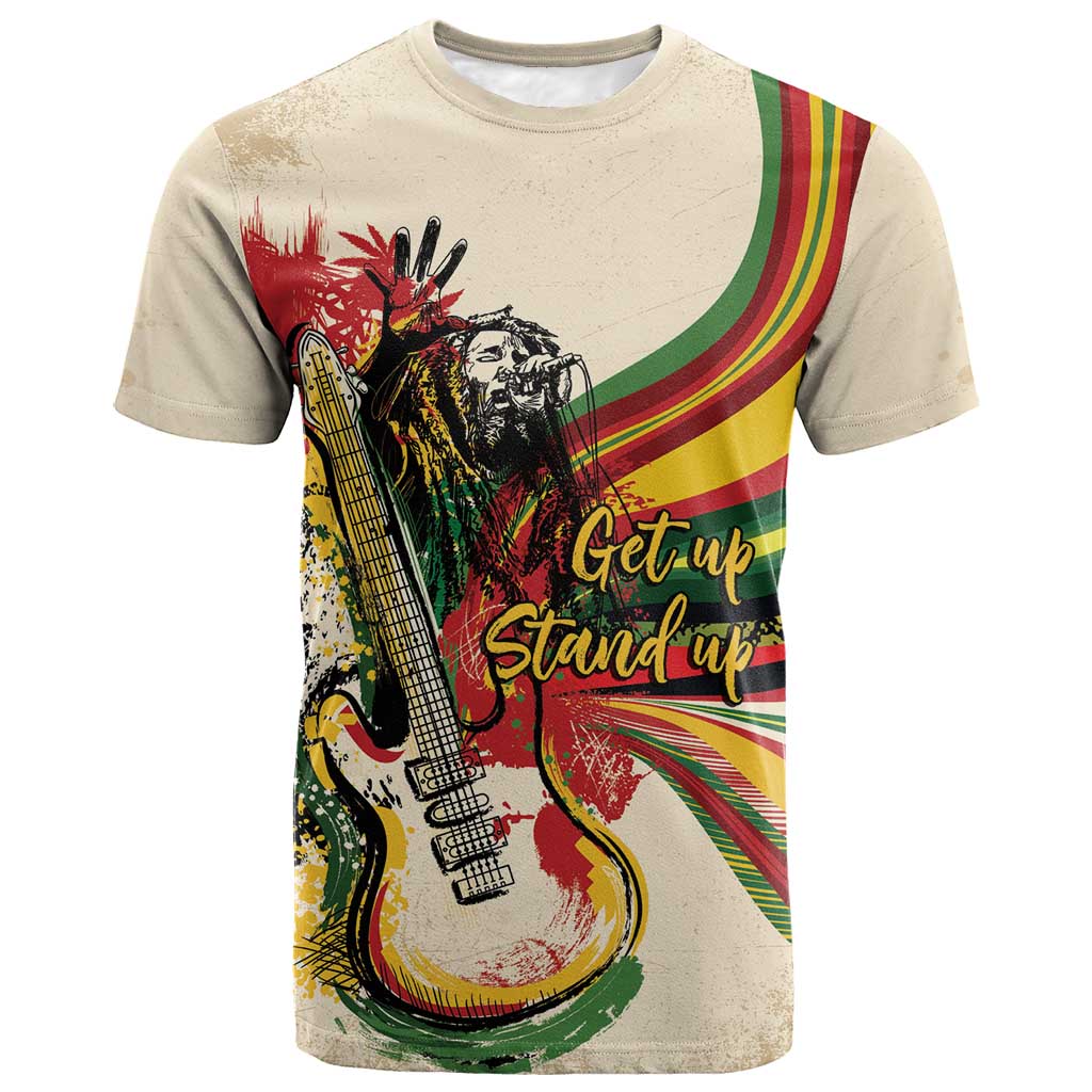 Reggae Soul B.Marley Grungy T-Shirt Get Up Stand Up Graphic Tee
