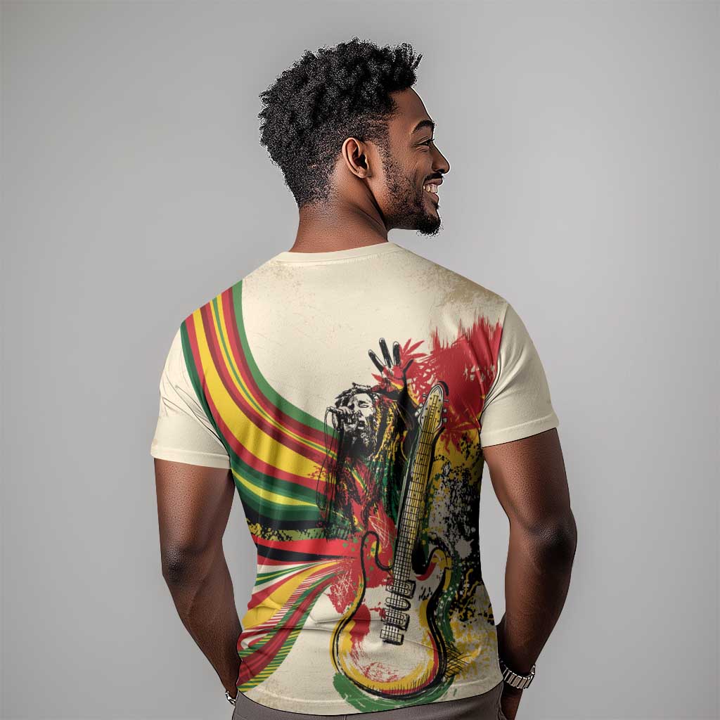 Reggae Soul B.Marley Grungy T-Shirt Get Up Stand Up Graphic Tee