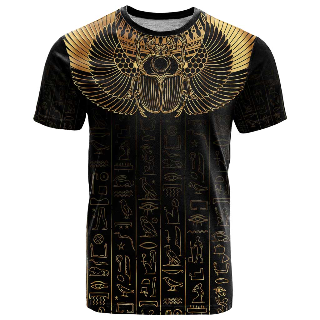 Ancient Egypt Scarab T-Shirt Black Gold Graphic Tee