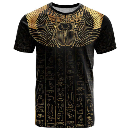 Ancient Egypt Scarab T-Shirt Black Gold Graphic Tee