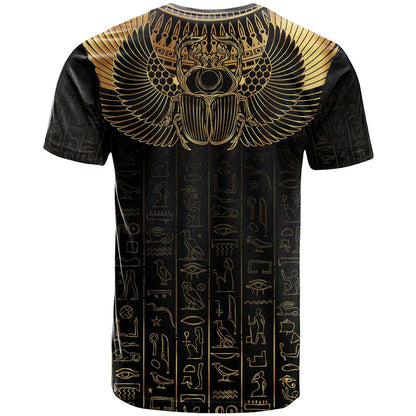 Ancient Egypt Scarab T-Shirt Black Gold Graphic Tee