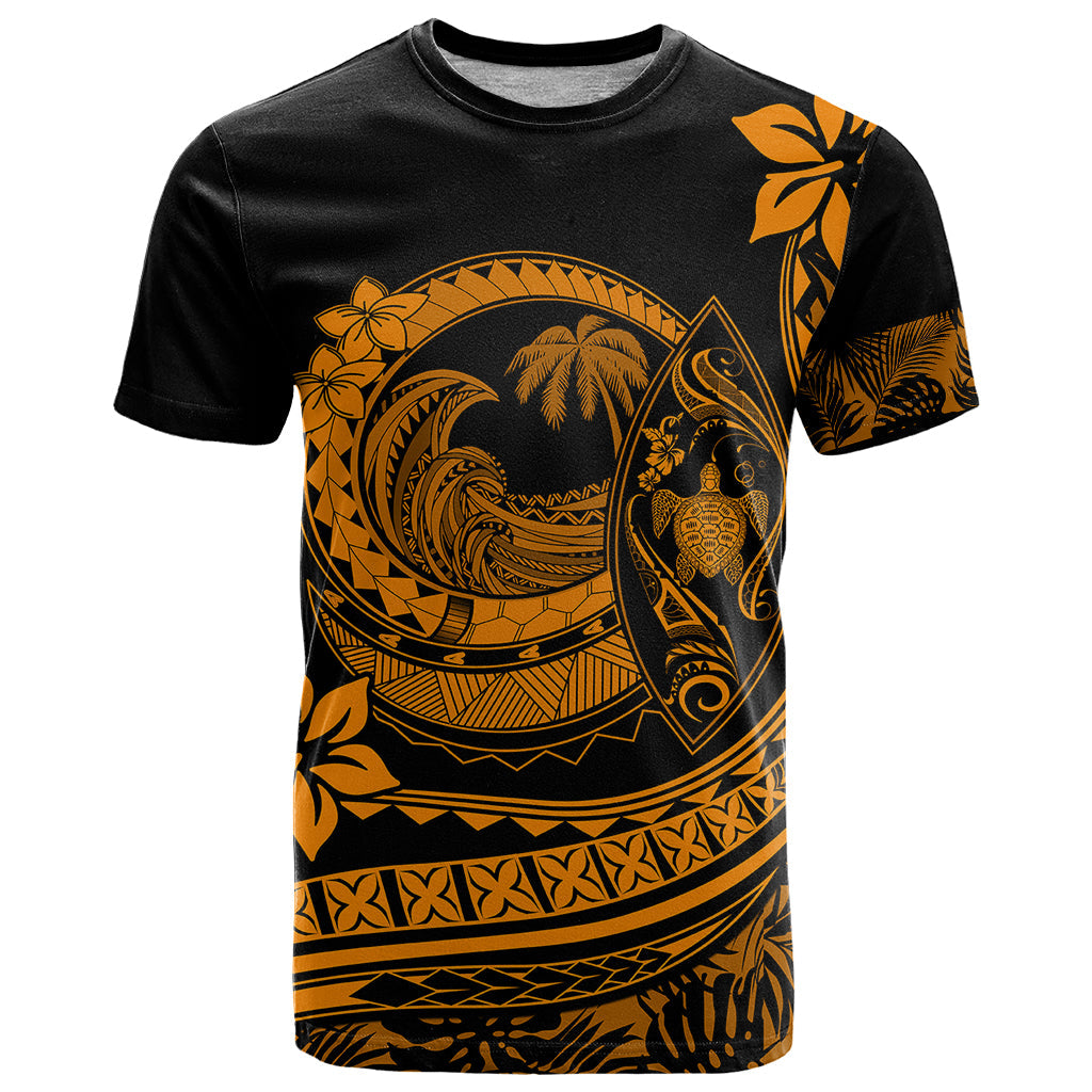 Polynesian Plumeria T-Shirt Ride The Waves - Orange Graphic Tee