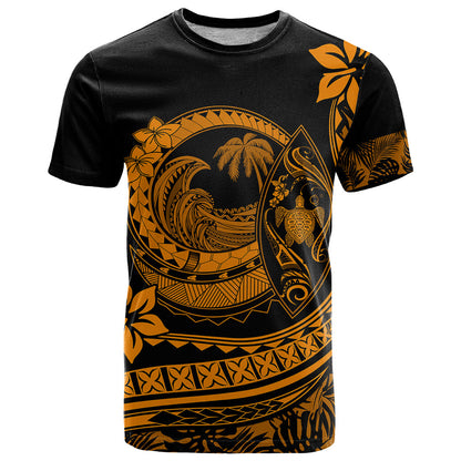 Polynesian Plumeria T-Shirt Ride The Waves - Orange Graphic Tee