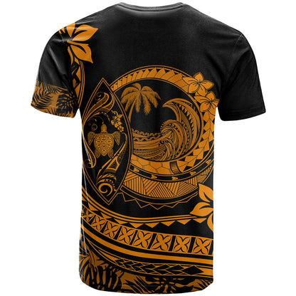 Polynesian Plumeria T-Shirt Ride The Waves - Orange Graphic Tee
