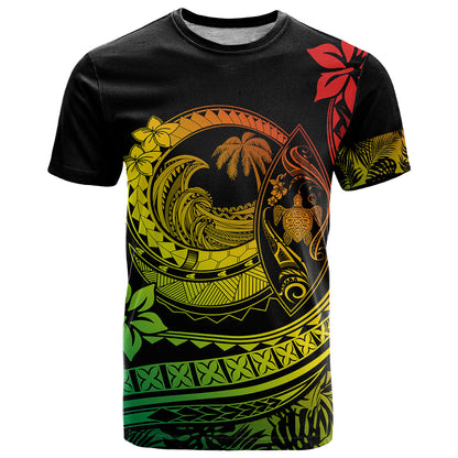 Polynesian Plumeria T-Shirt Ride The Waves - Reggae Graphic Tee