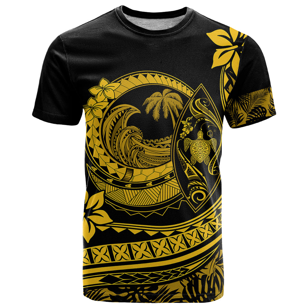 Polynesian Plumeria T-Shirt Ride The Waves - Yellow Graphic Tee