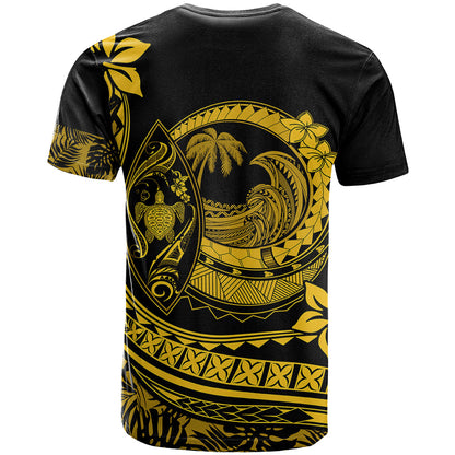 Polynesian Plumeria T-Shirt Ride The Waves - Yellow Graphic Tee