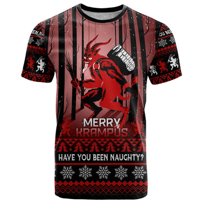 Wonder Print Christmas T-Shirt Merry Krampus Graphic Tee