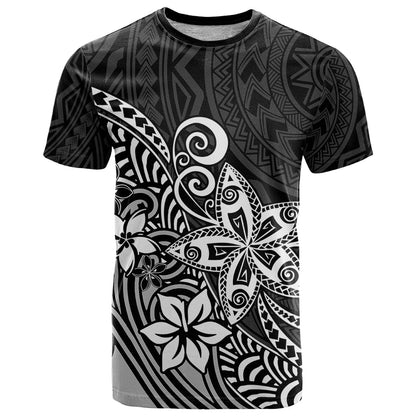 Polynesia T-Shirt Plumeria Black Curves Graphic Tee