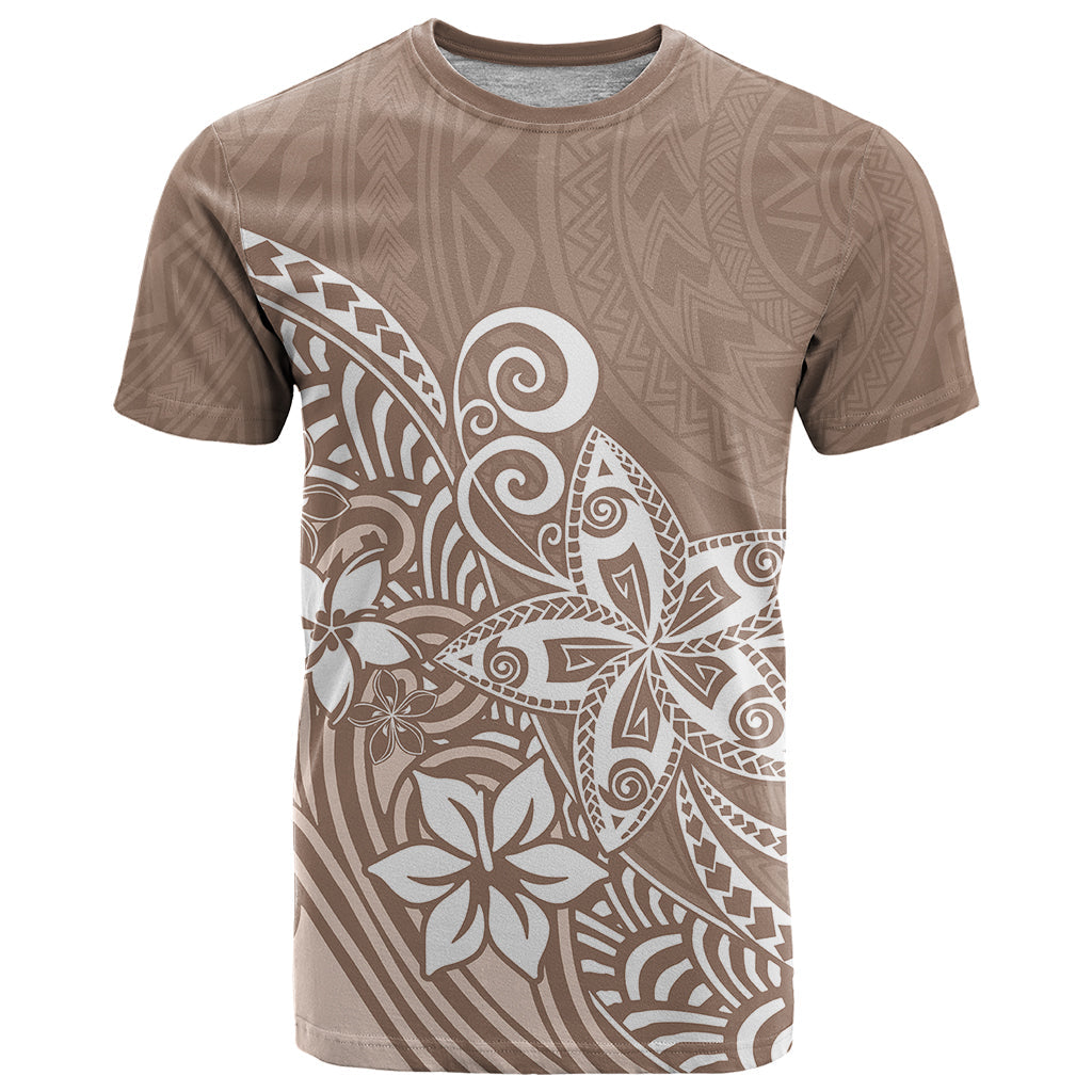 Polynesia T-Shirt Plumeria Beige Curves Graphic Tee