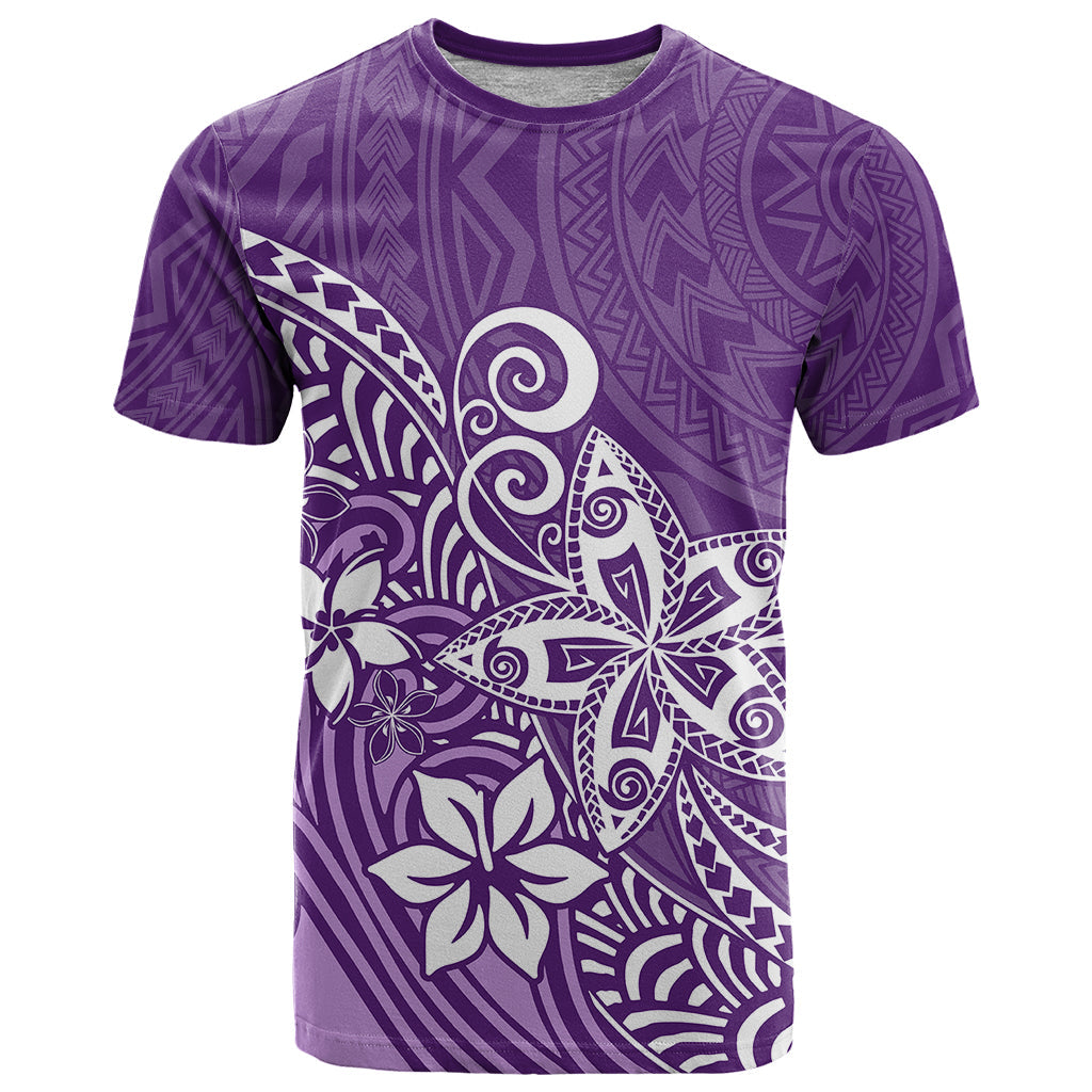 Polynesia T-Shirt Plumeria Purple Curves Graphic Tee